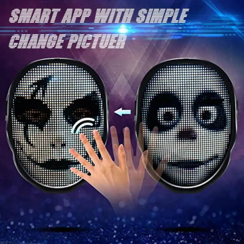 Bluetooth LED Face Mask, Programmable Display, DIY Photoes