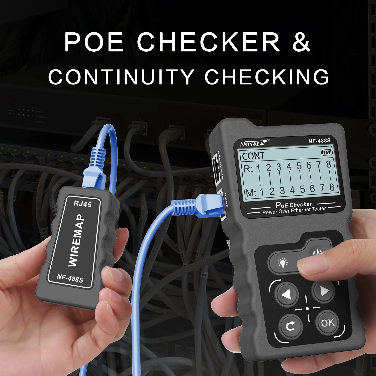 Netværk PoE Checker, LCD Display, Loop Test Værktøj