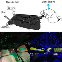 Bil Stjärna Taklampa, 16W RGBW, Fiber Optiskt Kit