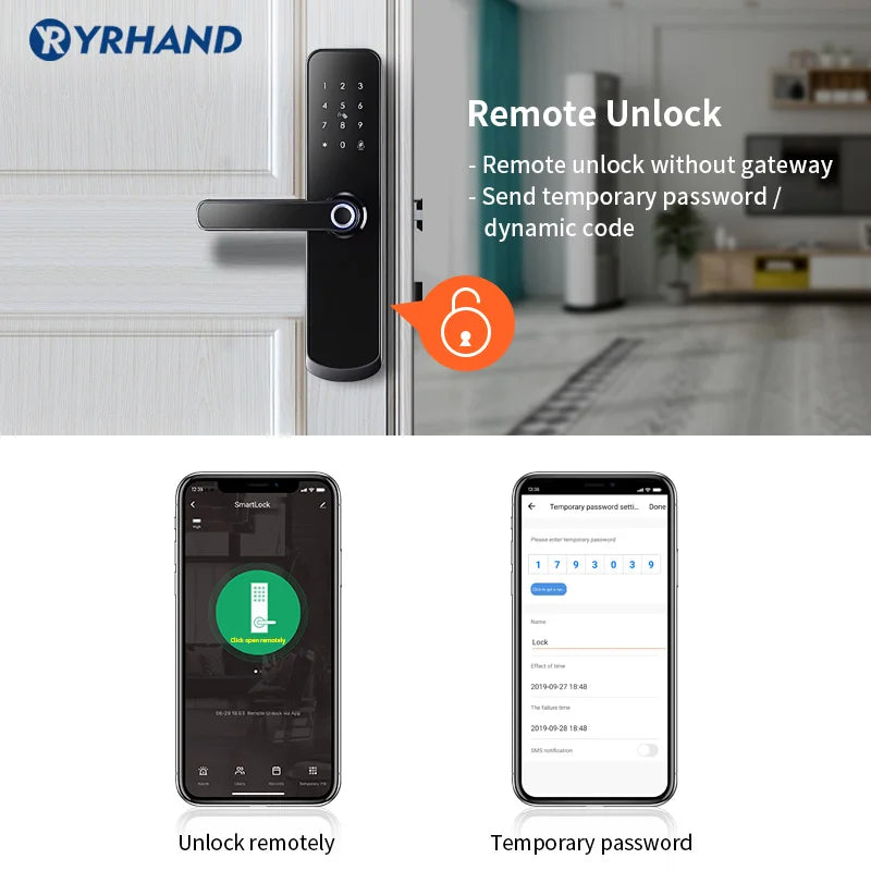 Smart Door Lock, Waterproof, Fingerprint Recognition