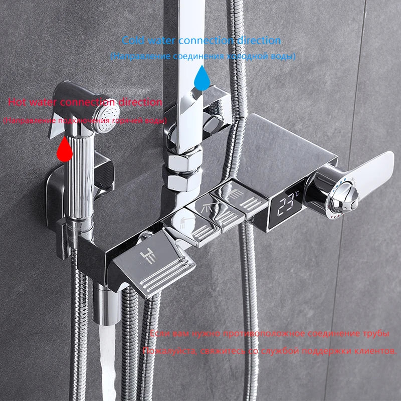Shower Faucet Set, Brass, Digital Display