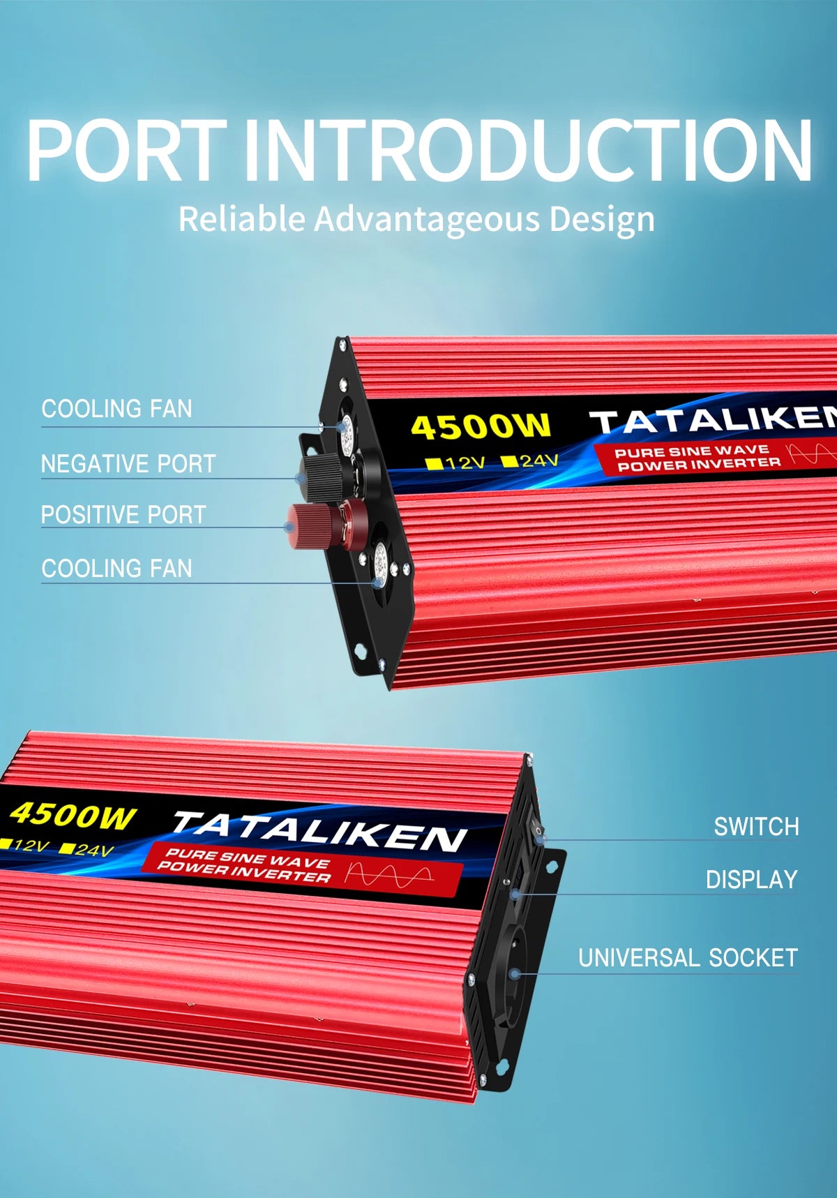 Effektomvandlare, Ren Sinusvåg, Koreanskt uttag, 3000W-6000W, DC 12V/24V till AC 220V/230V