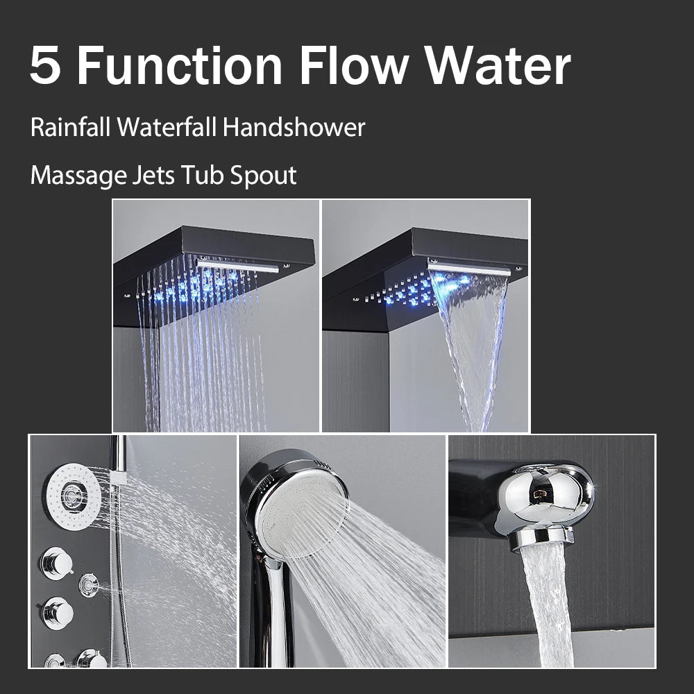 LED Shower Faucet, Waterfall Rain Shower, Spa Massage Sprayer