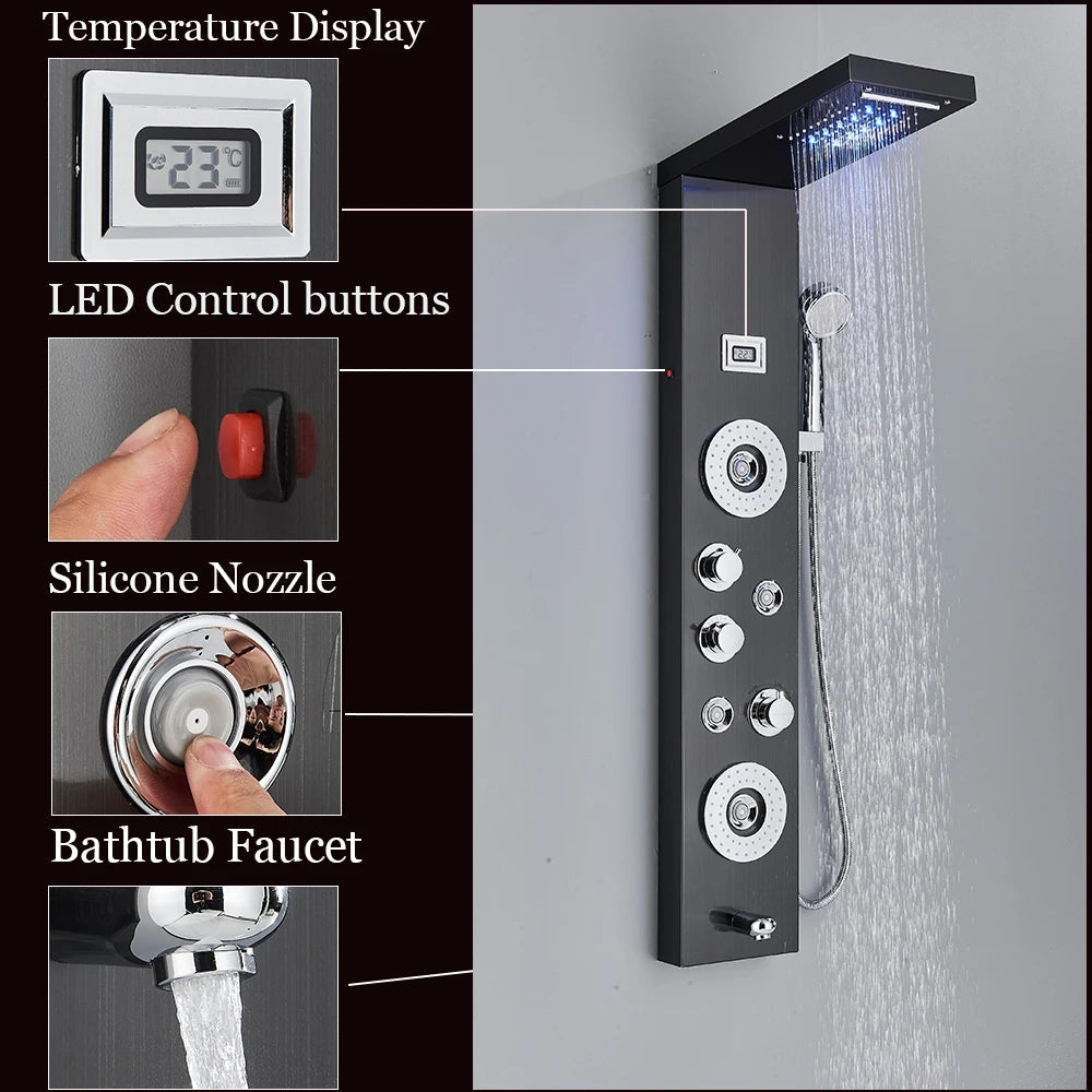 LED Shower Faucet, Waterfall Rain Shower, Spa Massage Sprayer