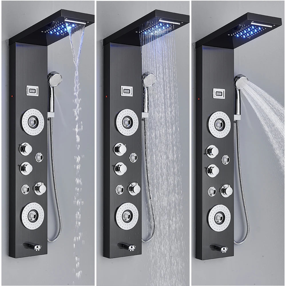 LED Duscharmatur, Wasserfall Regendusche, Spa Massage Sprüher