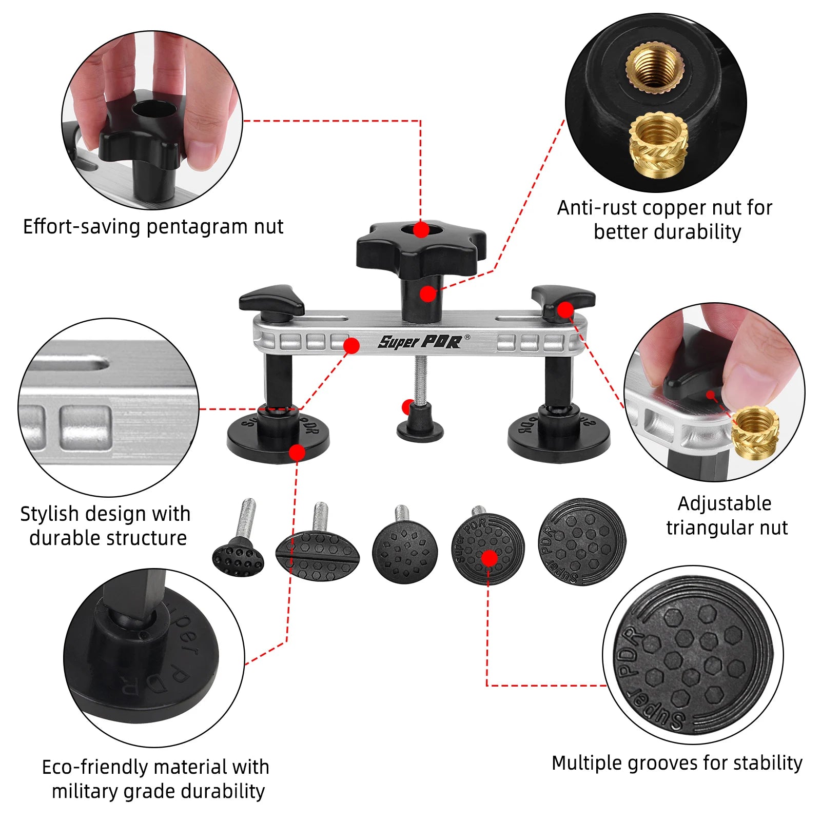 PDR Paintless Dent Removal Tools Kit, Professional Car Dent Repair Tool, Suction Cup Dent Lifter