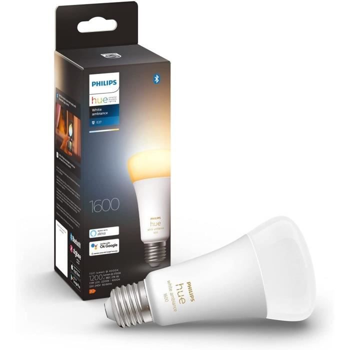 Philips Hue White Ambiance, E27 connected LED bulb, Equivalent 100W, 1600 Lumen, Bluetooth compatible