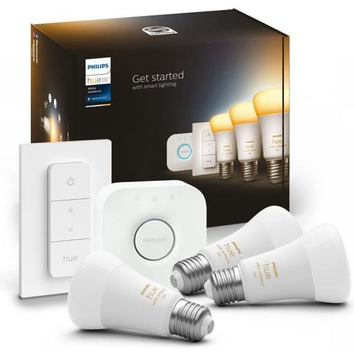 PHILIPS Hue White Ambiance Slimme LED Lamp Starter Kit - E27 x3 en Hue Afstandsbediening