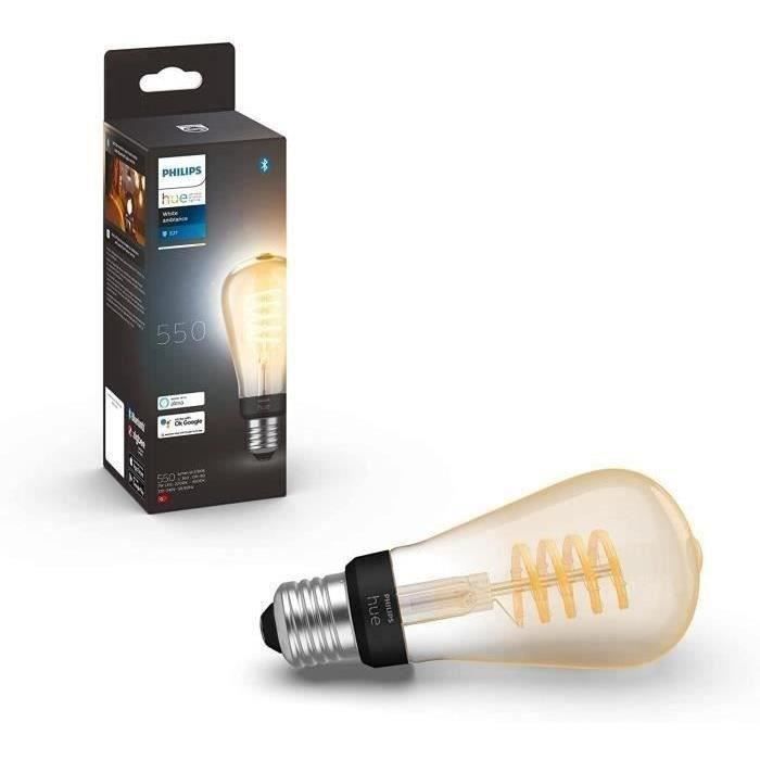 Philips Hue White Ambiance, E27 Filament ST64 Connected LED bulb, Bluetooth compatible, works with Alexa, Google and Homekit