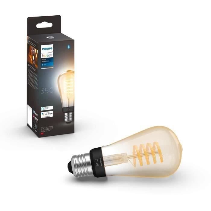 Philips Hue White Ambiance, E27 Filament ST64 Connected LED bulb, Bluetooth compatible, works with Alexa, Google and Homekit