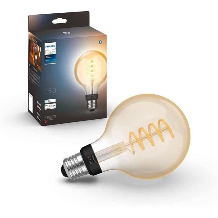 Philips Hue White Ambiance, LED Connected LED E27 Filament G93 Globe, Bluetooth, works with Alexa, Google and Homekit