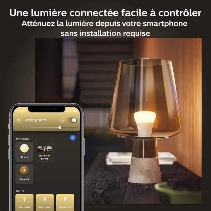 Philips Hue White, E27 connected LED bulb, 60W equivalent, 800 Lumen, Bluetooth compatible, 4 pack