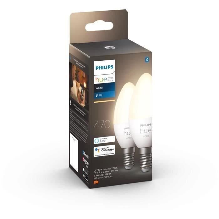 Philips Hue White - E14 connected LED bulbs - Bluetooth compatible - Pack of 2