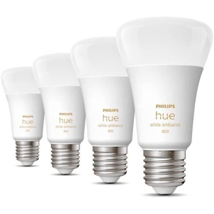 Philips Hue White Ambiance, E27 connected LED bulb, 60W equivalent, 800 Lumen, 4 pack, Bluetooth compatible