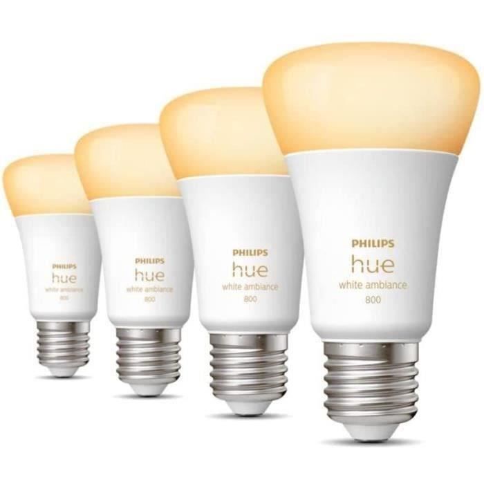 Philips Hue White Ambiance, E27 connected LED bulb, 60W equivalent, 800 Lumen, 4 pack, Bluetooth compatible