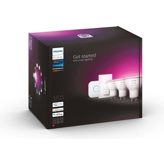 PHILIPS White & Color Ambiance GU10 Smart LED Bulb Starter Kit - Pack of 3