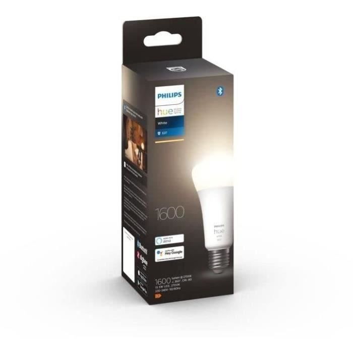 Philips Hue White, LED Connected LED E27 100W, 1600 Lumen, Bluetooth compatible, works with Alexa, Google, Homekit