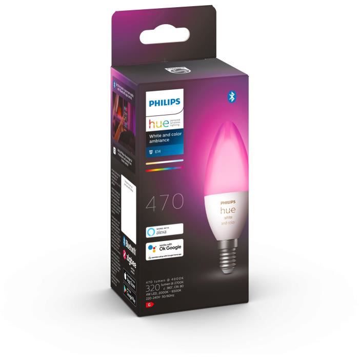 PHILIPS Hue White & Color Ambiance - Smart LED flame bulb E14 - 5.5W - Bluetooth compatible