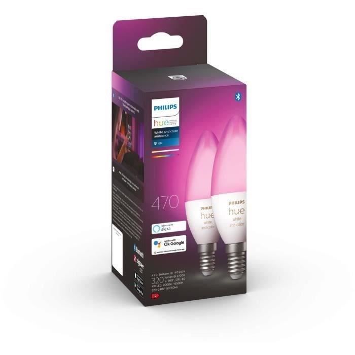 Philips Hue White & Color Ambiance - LED LED Connected Flame E14 - 5.5W - Bluetooth compatible - Pack of 2