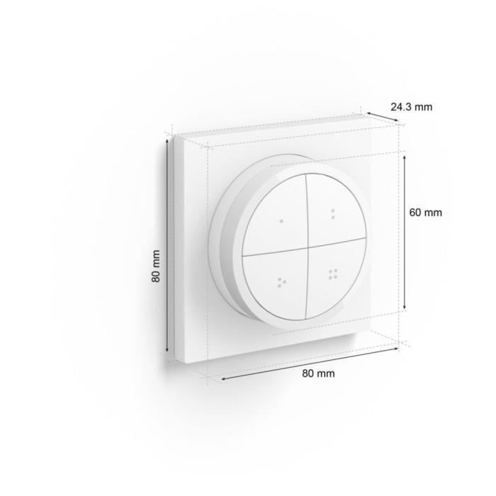 Philips Hue Bouton Remote control Tap Dial Dial Switch, white, allows the control of several parts or an area