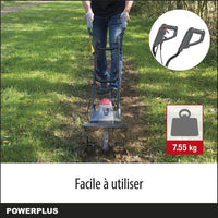 PowerPlus Electric Motoculteur Poweg7010 - 1050 W, 4 blades, depth of 220 mm and width of 320 mm