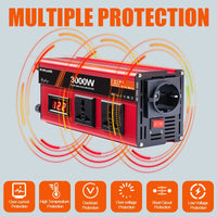 Pure Sine Wave Inverter, 3000W Power Output, Portable and Solar-Compatible