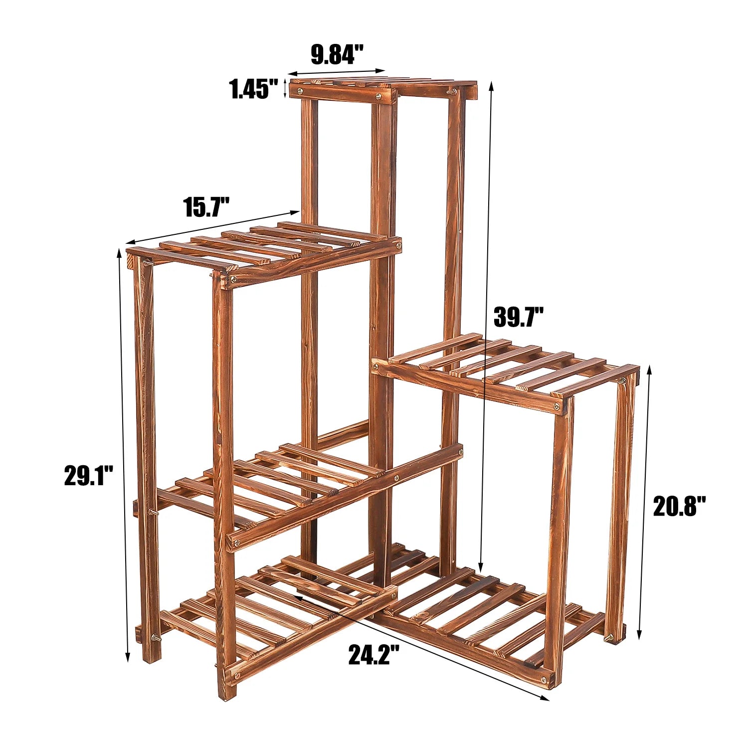 Suport de plante din lemn, 6 niveluri, interior/exterior