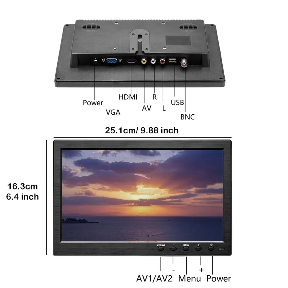 Draagbare monitor, 10,1 inch, HD-scherm