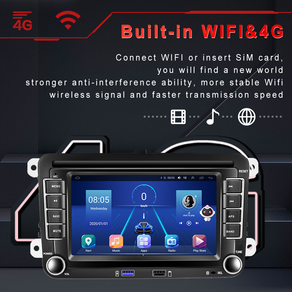 Android Car Radio GPS, 7-Inch Display, Compatible with VW/Volkswagen