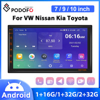 7 9 10 Android Autoradio - Podofo 2din Multimedia Videospeler GPS Recorder