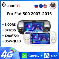 7'' Android Autoradio Voor Fiat 500 2007-2015 - 2Din 8+128G, Carplay, Auto WIFI GPS DSP