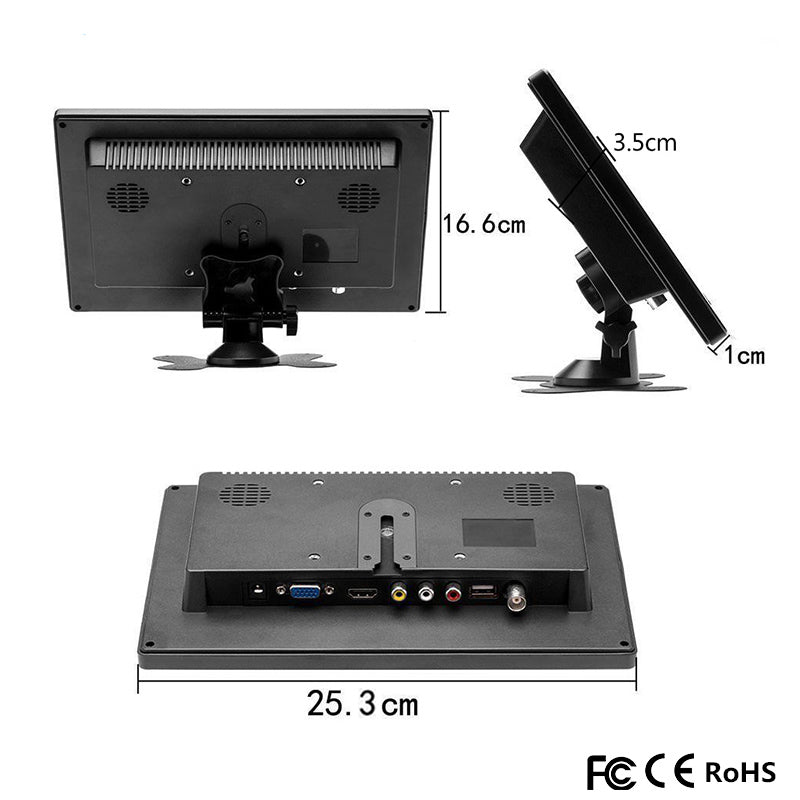 Draagbare LCD HD-monitor, 2-kanaals video-ingang, HDMI & VGA
