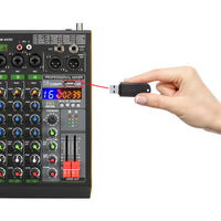 Audio mixer, UHF draadloze microfoon, USB Bluetooth