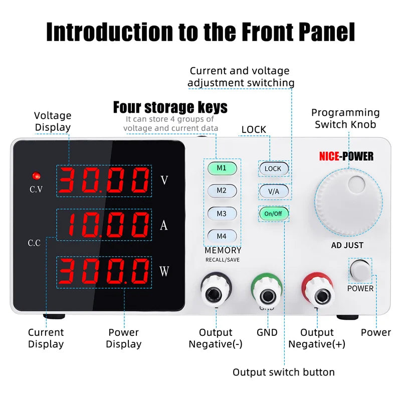 DC Power Supply, Adjustable Voltage, Memory Storage Function