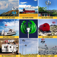 Vertical Wind Turbine, For House, RV, Boat use, 6kWh/Day Output, 3000W