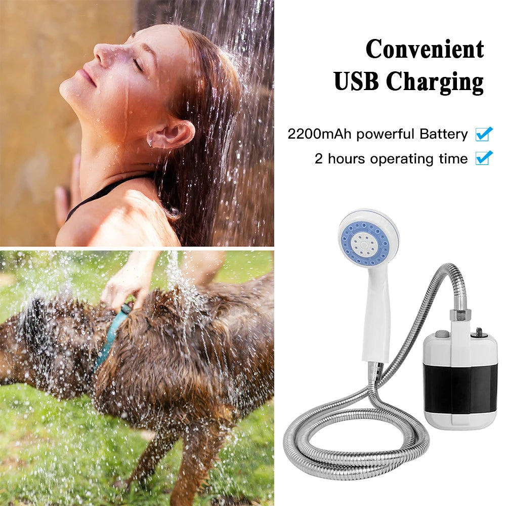 Portable Camping Shower, Rechargeable, 37V Pump