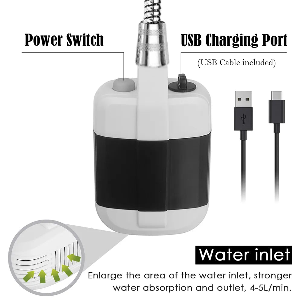 Portable Camping Shower, Rechargeable, 37V Pump