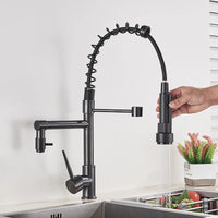 Kitchen Faucet, Dual Outlet Spouts, 360 Swivel