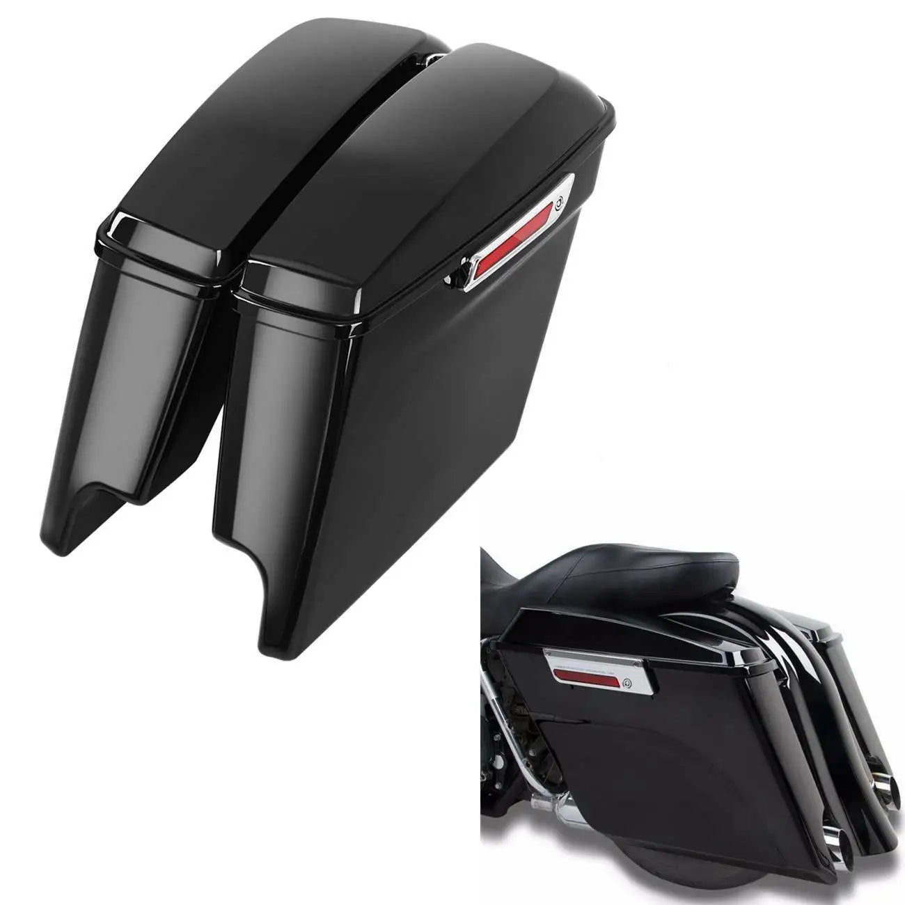 Motorcycle Saddlebags, Stretched Design, Fits Harley Touring Models