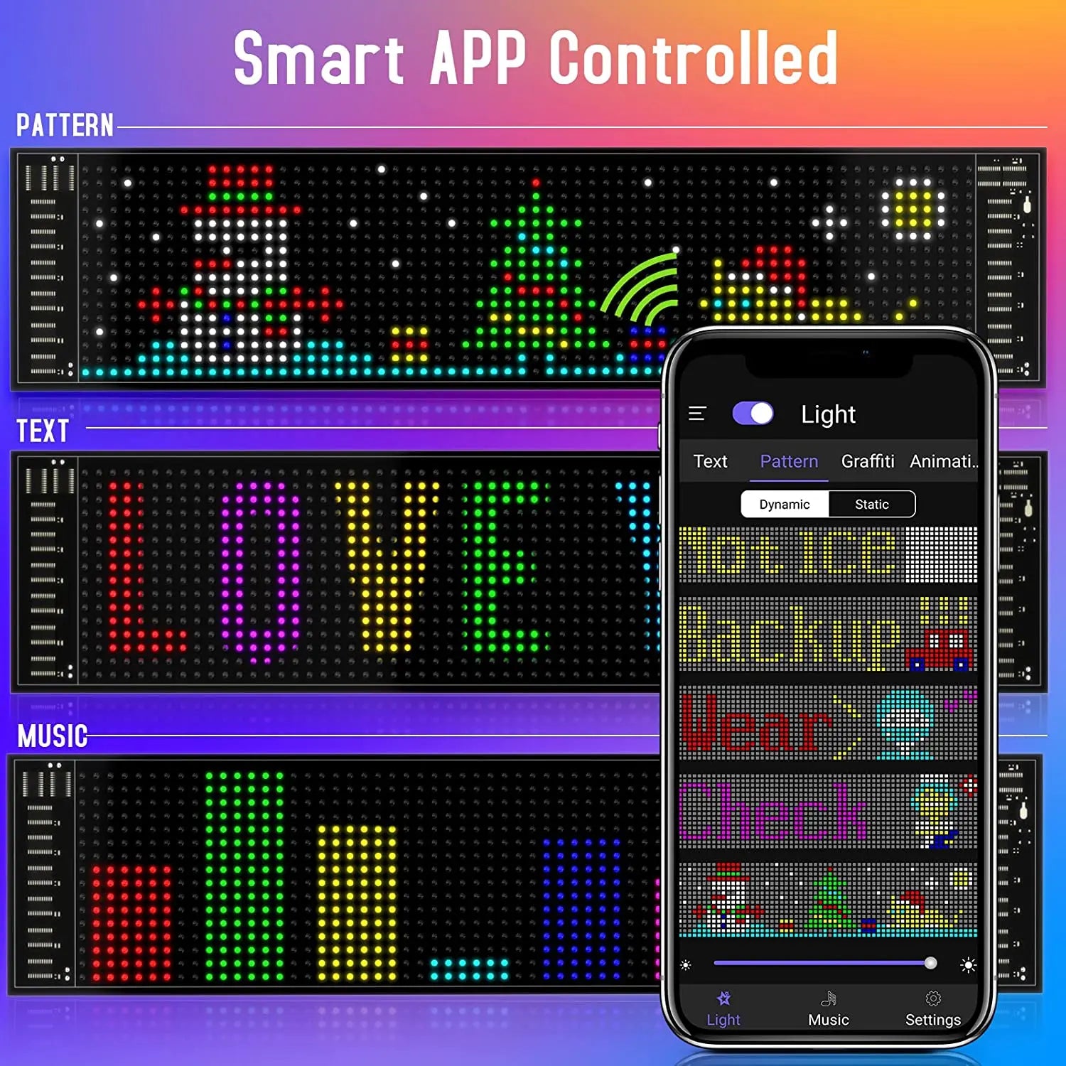 LED-skilt, Bluetooth-app-styring, programmerbar display