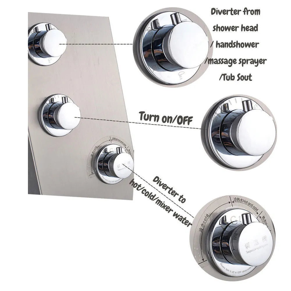 Duschpanel, LED-regn, vattenfall-duschhuvud