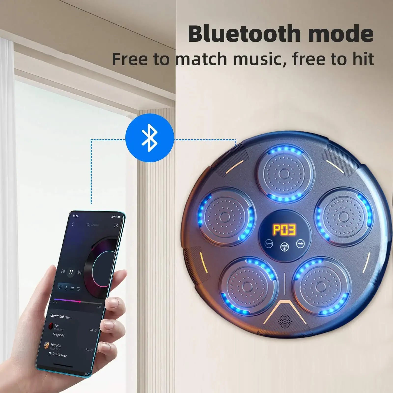 Smart Musikboxningstränare, LED-elektronisk respons, Bluetooth-kompatibel