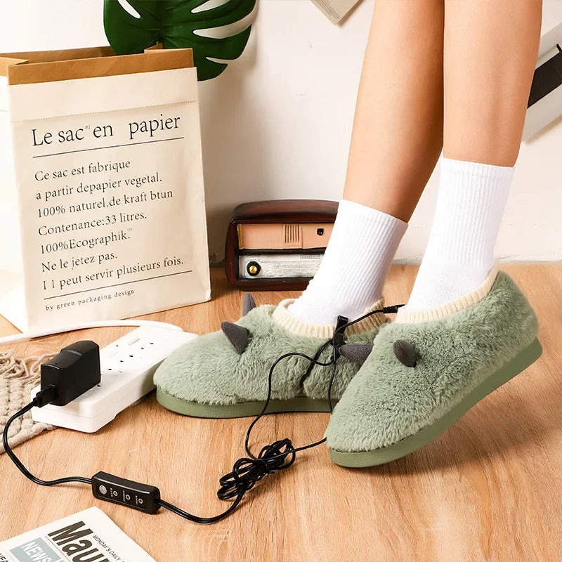 Foot Warmer Slippers, Soft Plush, USB Charging