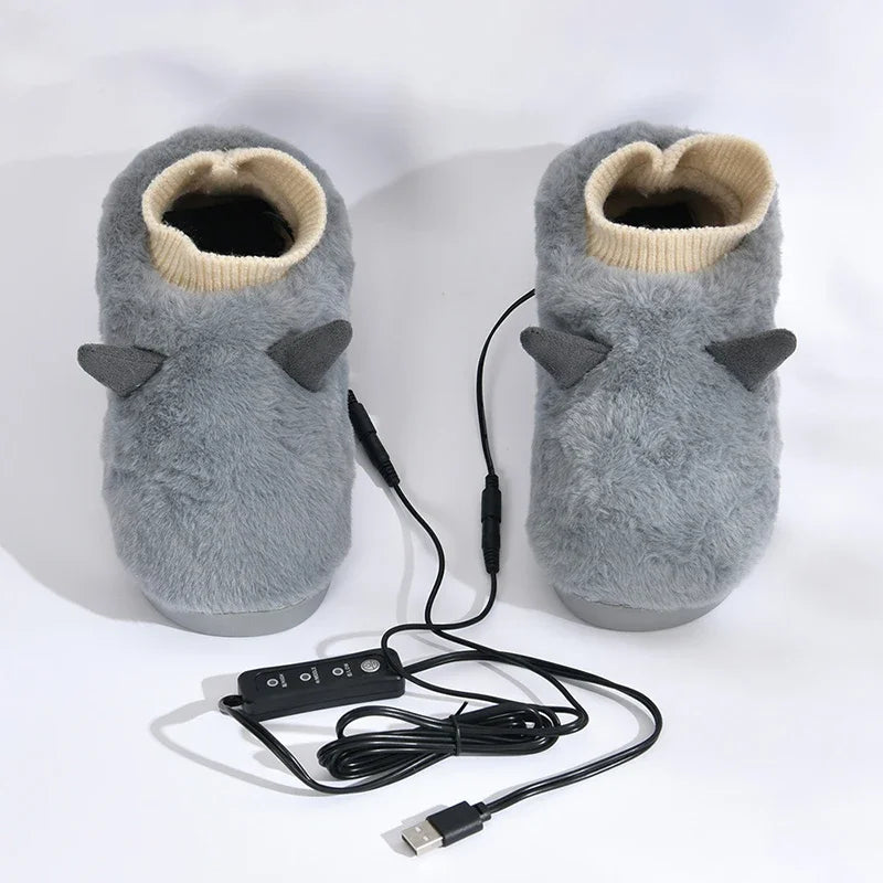 Foot Warmer Slippers, Soft Plush, USB Charging