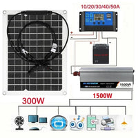 Solenergisystem kit, batterioplader, 300W solpanel