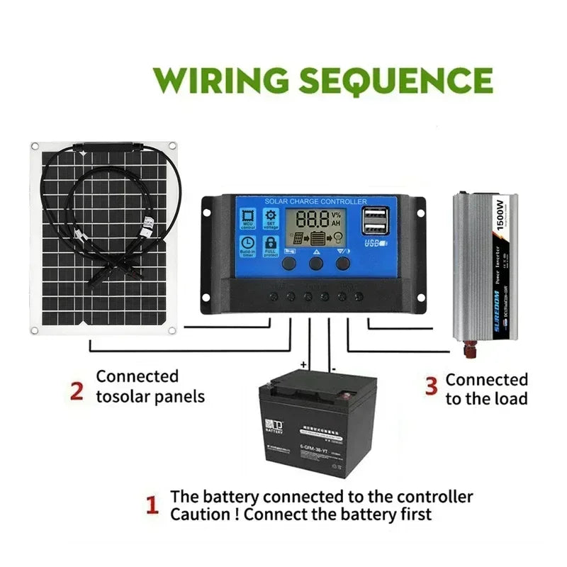 Solar Power System Kit, Battery Charger, 300W Solar Panel