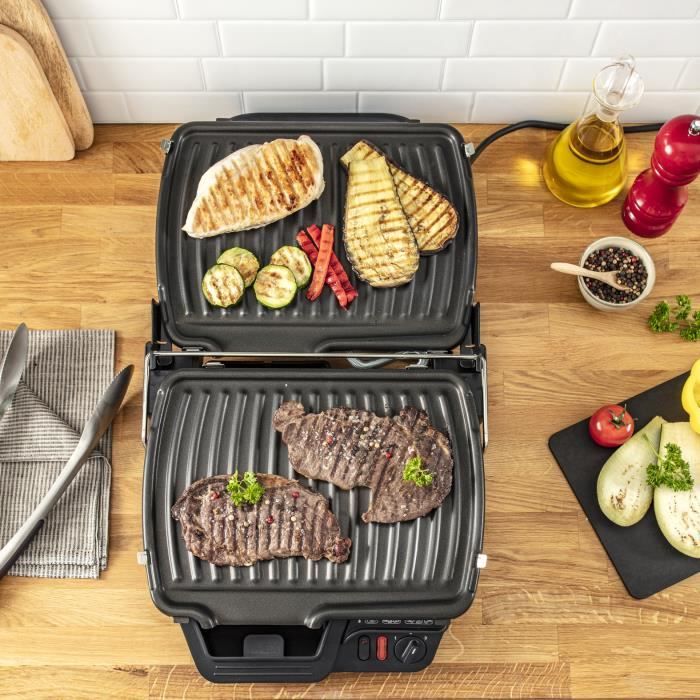 Tefal electric grill, 2 positions, non -stick plates, adjustable thermostat, juice recovery tank, compact grill gc305012