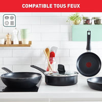 Tefal C2789602 6-piece cookware set, Casserole, Frying pan, Sauté pan + glass cover, Induction, Non-stick, Made in France