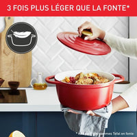 Tefal E2544604 Air Légere Cocotte 24 cm Red aluminum cast iron, all lights including induction