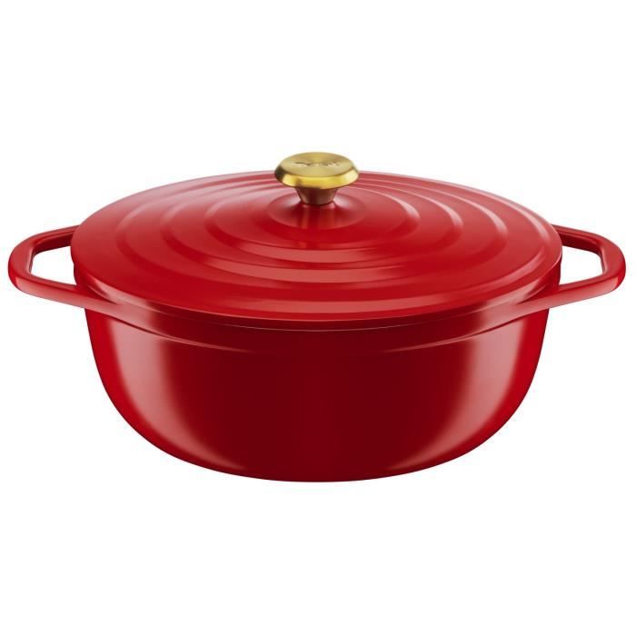 Tefal E2548904 Air Cocotte Légere Oval 30x23 cm, Red aluminum cast iron, all lights including induction